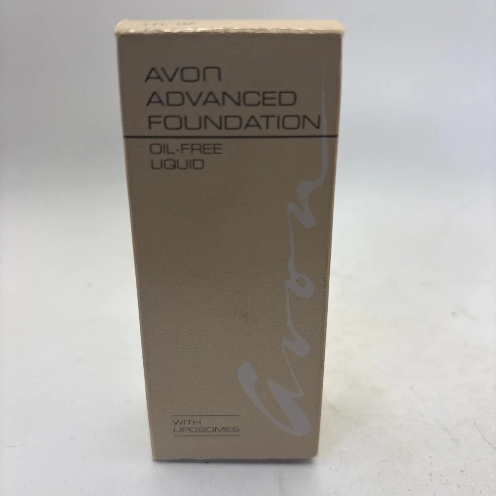 Vtg Avon Advanced Foundation Oil Free Liquid Porcelain Beige NOS W/ Lipsomes